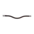 A brown, plain leather padded wave shape brow band for horses.