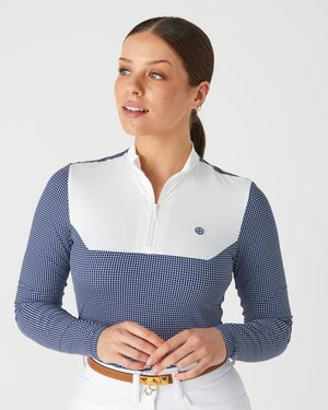 Competition Top - White Mini Check L/S